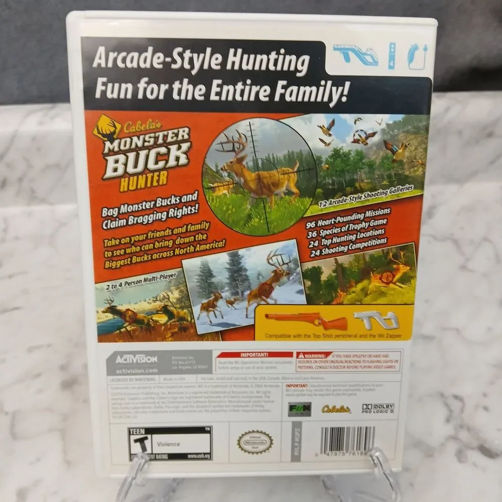 Cabela's Monster Buck Hunter Wii Video Game Hunting Multiplayer Shooter